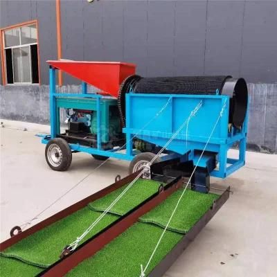 Small Size Gold Washing Plant Gold Mining Equipment Mobile Trommel Screen with Slulice Box ...