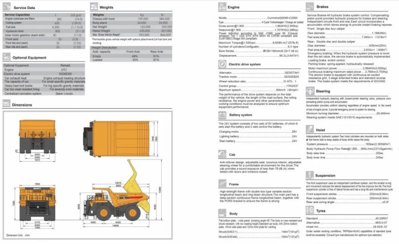 Factory Price 95 Tons Srt95c off Highway Wide Body Mining Vehicle 95t Mining Dump Truck