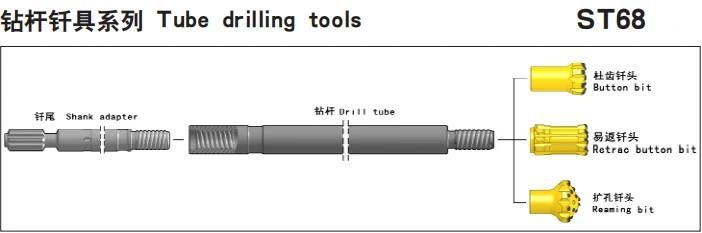 St68 Threaded Speed mm/Mf Drill Rods for Mining Quarring Tunneling