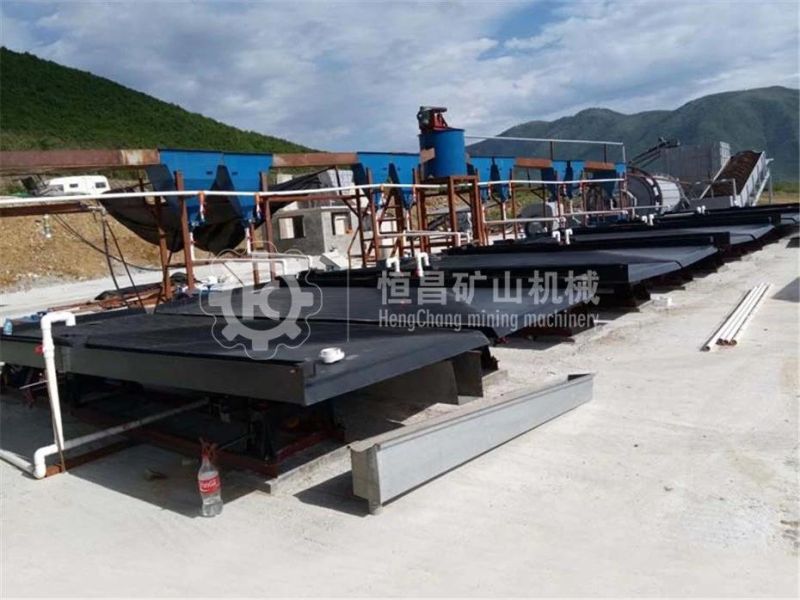 Small Scale Gold Mining Equipment Rock Gold Wet Pan Mill + Shaking Table for 2 Tph Gold Beneficiation Plant