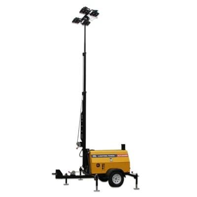 Mobile Lighting Tower with Engine Mitsubishi by 7m 8m 9m LED 4*350W Manual Vertical