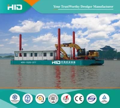 High Performance Excavator Supporting Carrier Deck Barge with 4 Positioning Spuds