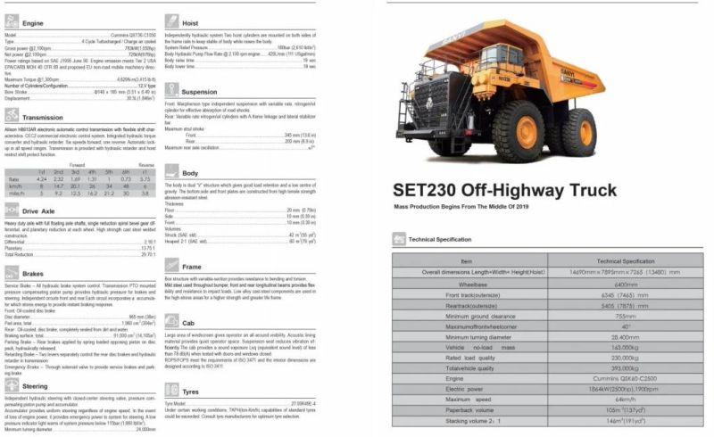 Factory Price 95 Tons Srt95c off Highway Wide Body Mining Vehicle 95t Mining Dump Truck
