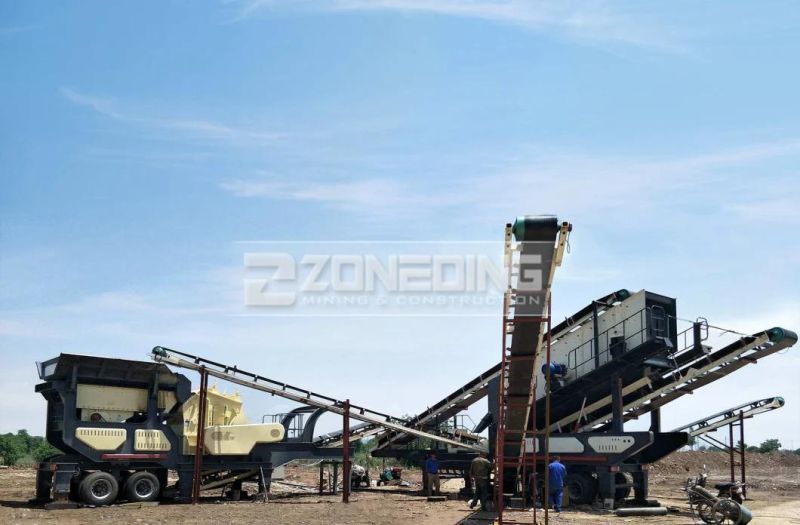 Wheel Mobile Crushing Station, Mobile Impact Stone Crusher with Vibrating Screen
