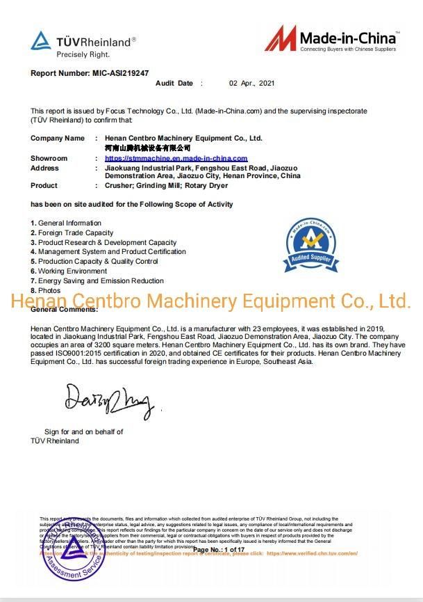 High Quality Air Clay Continuous Drum Dryer′s Price Sawdust Triple Pass Rotary Dryer Equipment