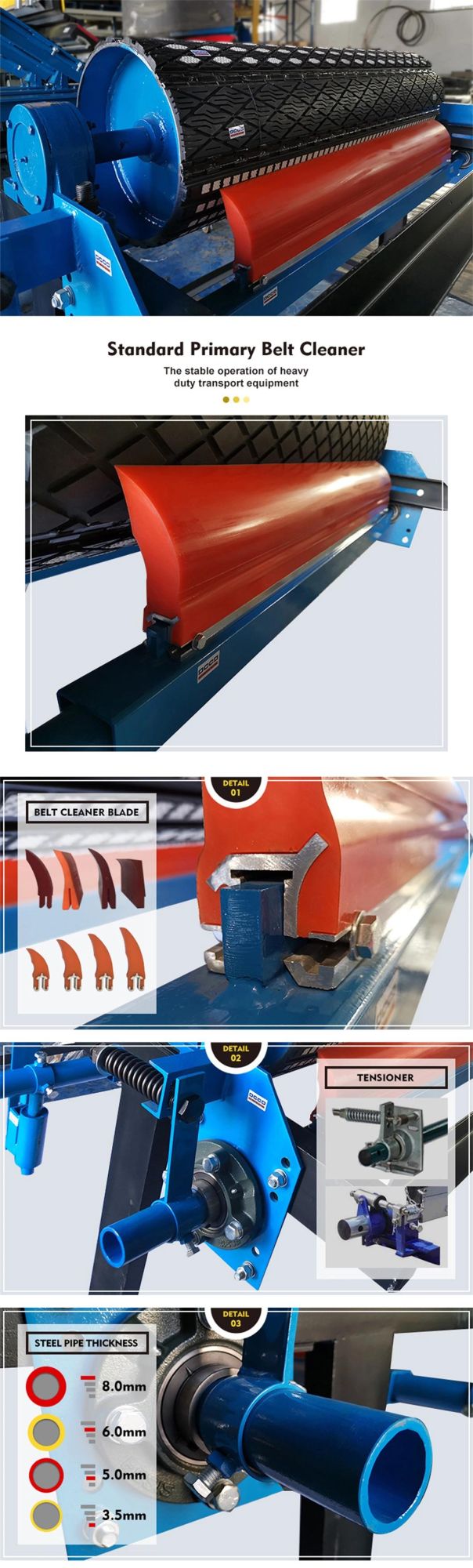 140 mm Height Polyurethane Conveyor Belt Scraper Blade