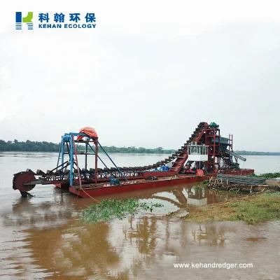 River Sand Pumping Dredging Ship Bucket Chain Gold Dredger for Sale