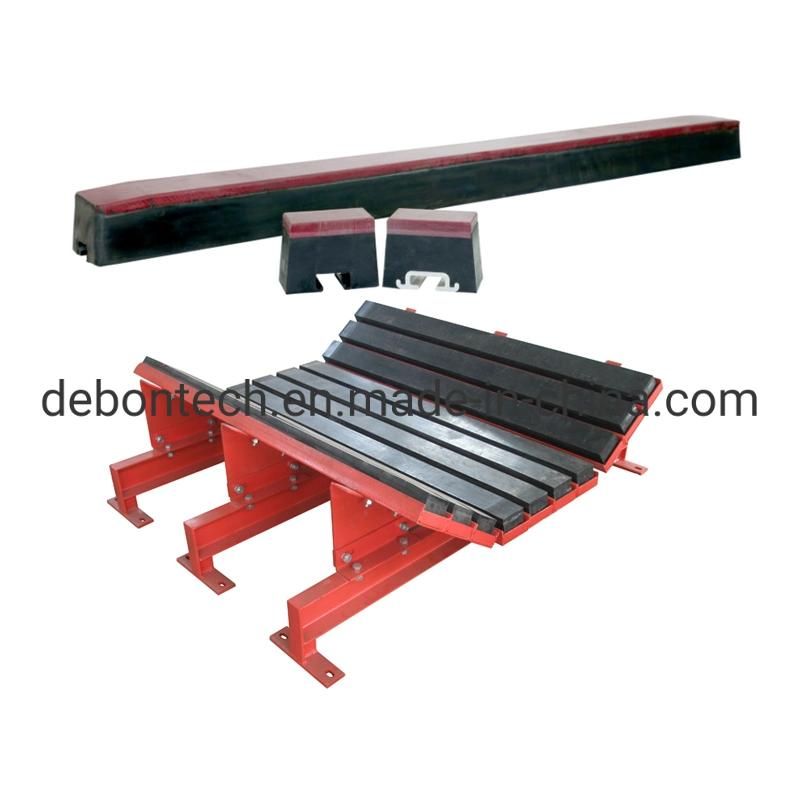 Red Rubber Aprons Conveyor Buffer Bed Impact Absorbing Material UHMW Cap Conveyor Impact Bar