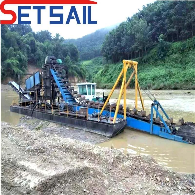 Bucket Chain Gold and Diamond Dredger with Trommel Screen