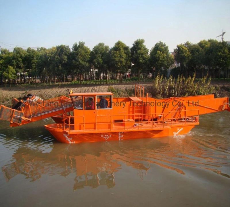 China Full Automatic Aquatic Weed Harvester for Cleaning Waterways Debris