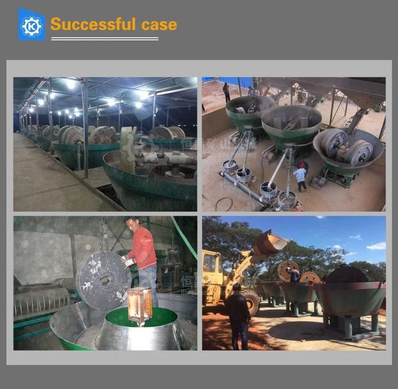Small Scale Rock Gold Grinding Machine Wet Pan Mill Gold Gravity Separator with Gold Concentrator