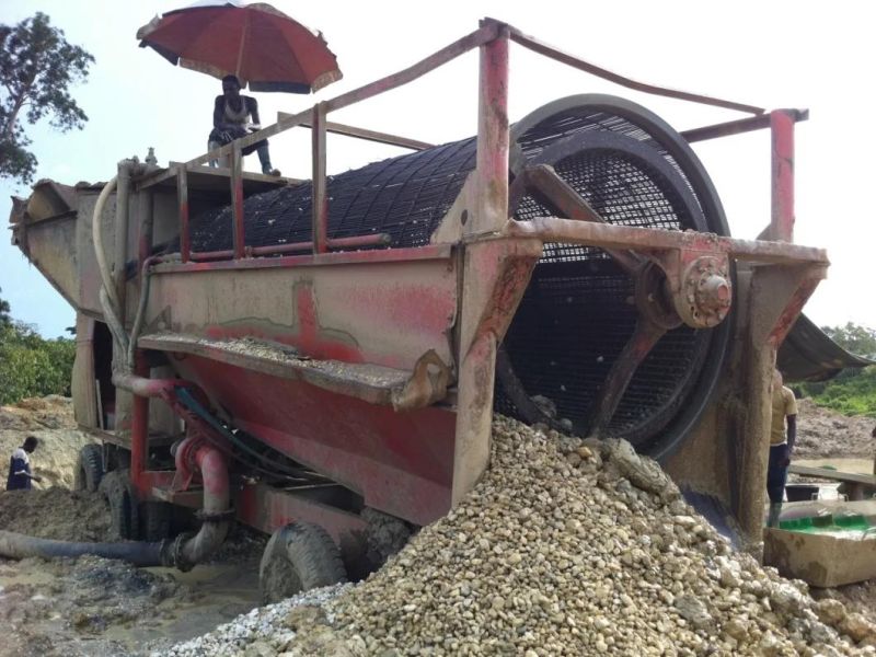 Diesel Engine Mobile Type Alluvial Gold Compost Sieve Trommel Washing Screen Machine