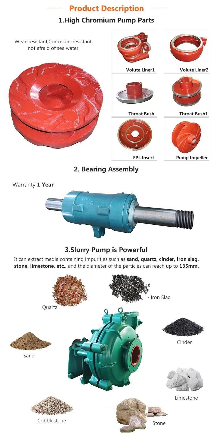 6-4 Heavy Duty Mineral Process Centrifugal Chrome Water Sand Mud Slurry Pump