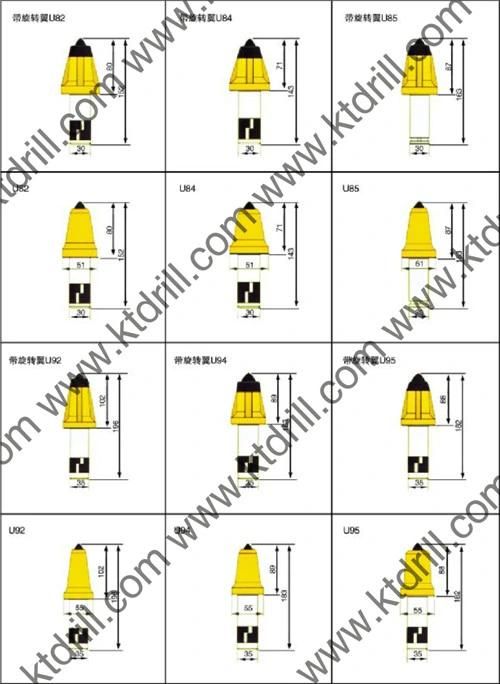 Roadheader Tungsten Carbide Teeth Coal Mining Cutter Pick U95