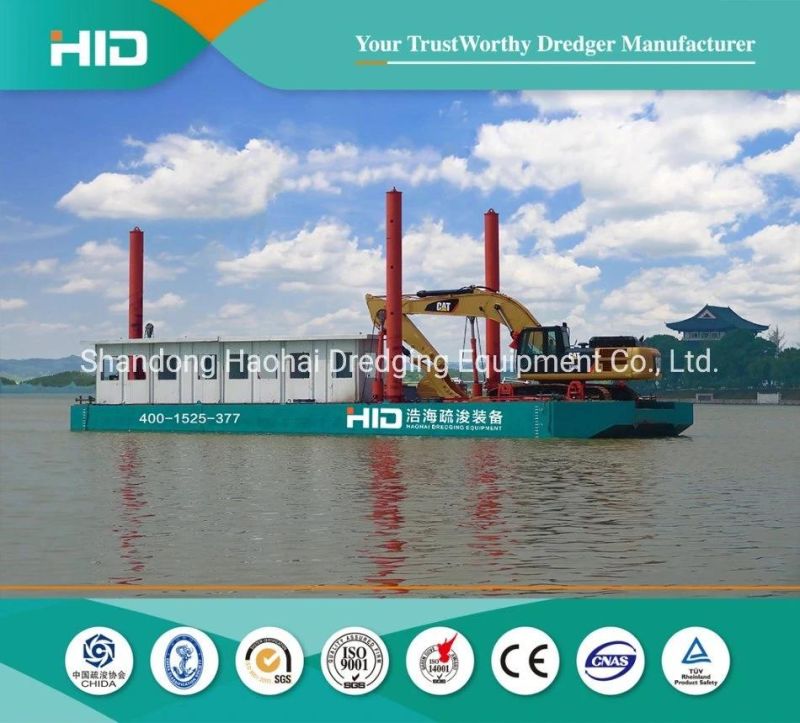 Stable Performance Excavator Pontoon Platform Used for Support Excavator to Work in River for Sand Mining Project