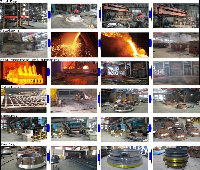 High Manganese Casting Pegson Terex Mantle Spare Cone Crusher Parts