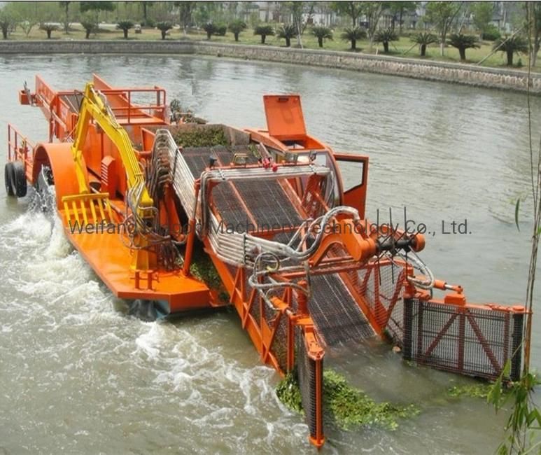 China Full Automatic Aquatic Weed Harvester for Cleaning Waterways Debris