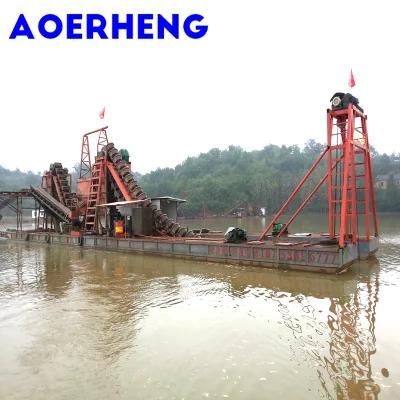 Bucket Chain Gold and Diamond Mining Dredger with Diesel Engine for River Gold Collect ...