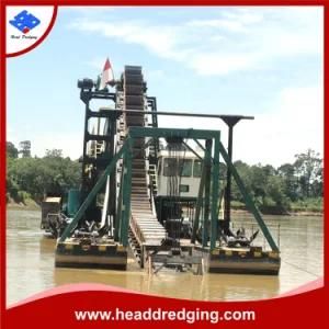 Mali Gold Bucket Dredger, Gold Separation Trommel in The River New Condition and Diesel ...