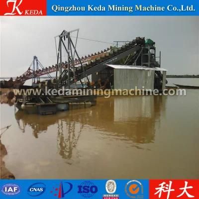 River Gold Mining Chain Bucket Gold Dredging Ship