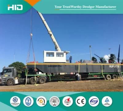 China Hot Selling Logistic Barge Pontoon for Transporting Equipment with Excavator