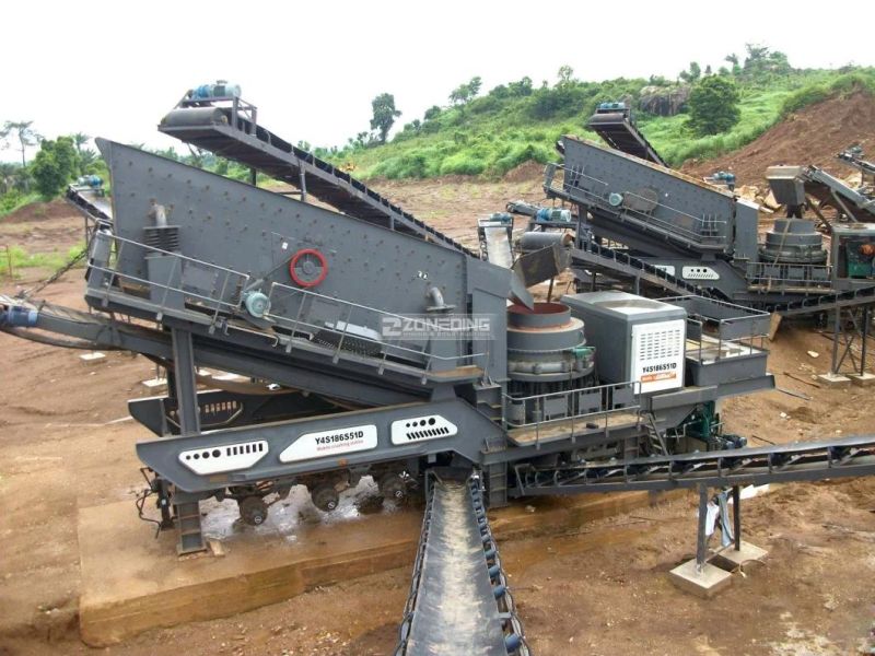 Mobile Rock Stone Crusher Plant, Portable Mining Aggregate Sand Stone Cone Crusher Station, Granite Stone Production Line