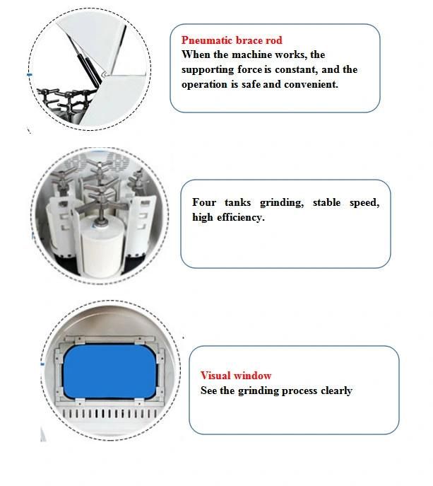 Lab Planetary Ball Miller with 4 Set Mixing Jars and Grinding Balls