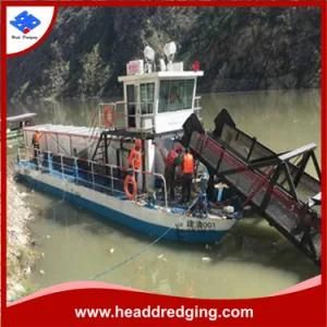 Water Weed Harvesting Vessel with Conveyor Belt and Storage Cabin