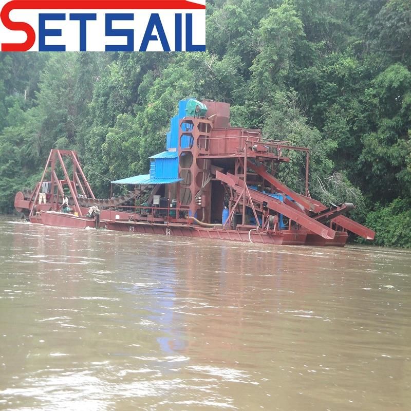 Bucket Chain Gold and Diamond Mining Dredger Used in River