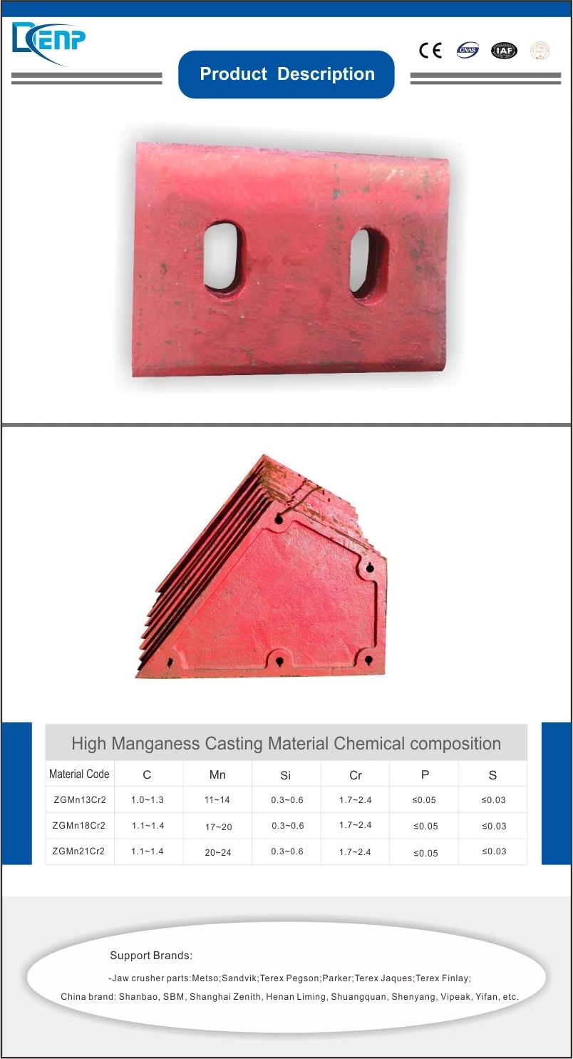 Jaw Crusher Spare Parts/Mn13cr2 Fixed/Swing Jaw Plate