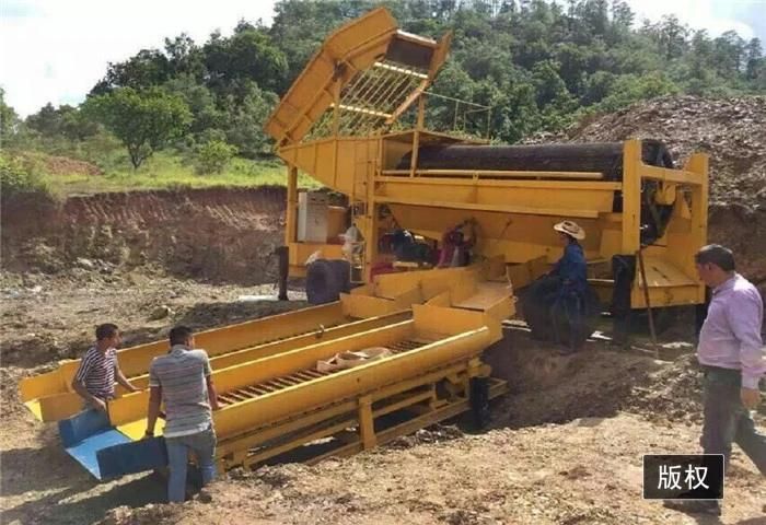 River Sand Gold Trommel Screen with Sluice Box Gold Washing Pan Trommel Screen