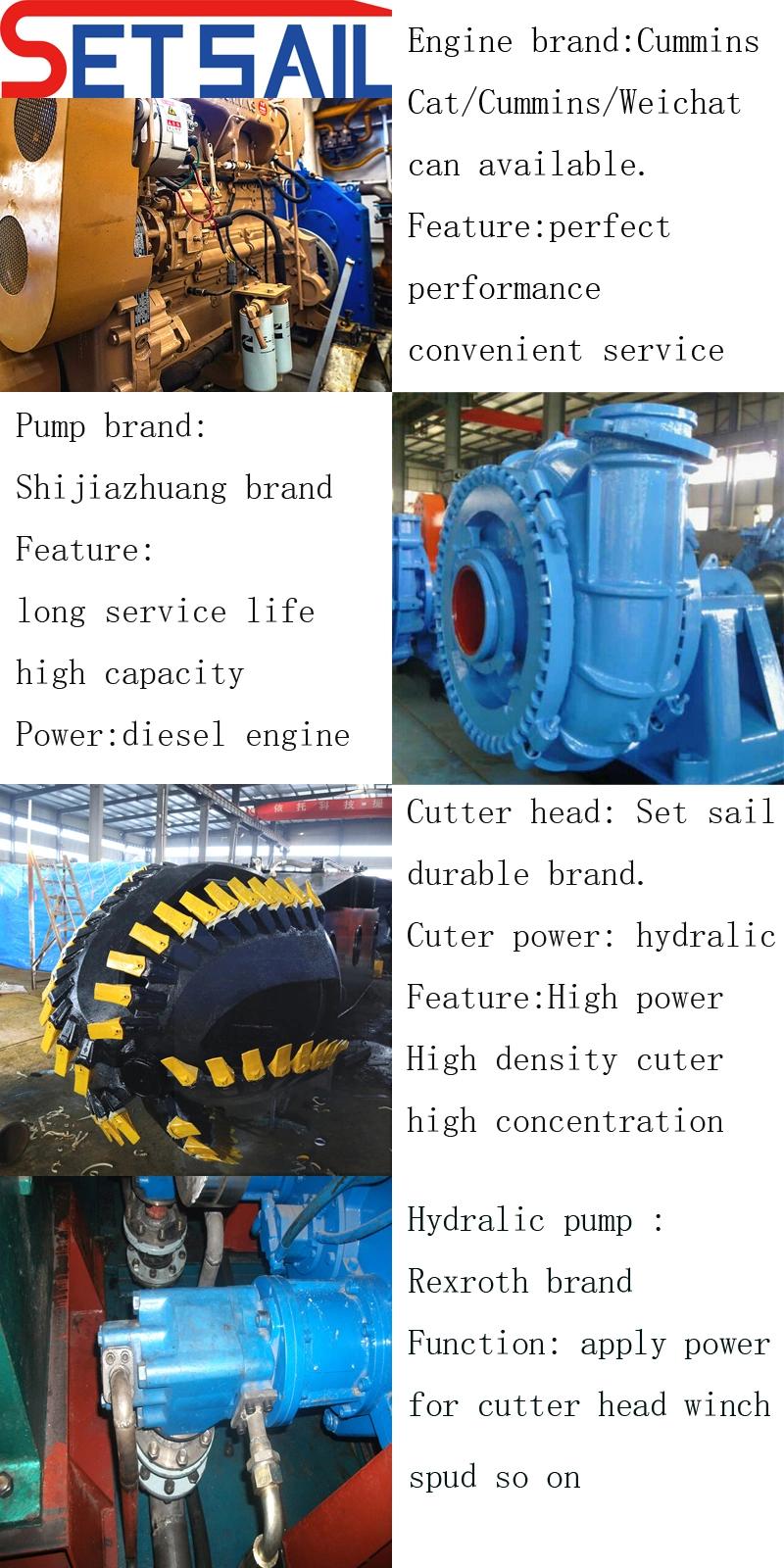 Water Flow 5000m3 Hydraulic Anchor Rod Cummins Diesel Engine 20/22 Inch Mud/Cutter Suction Sand Dredger for River /Lake /Sea /Reservoir Dredging Project