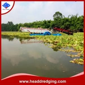 China Manufacturer Aquatic Weed Cutting Boat Harvester with Paddle Wheel