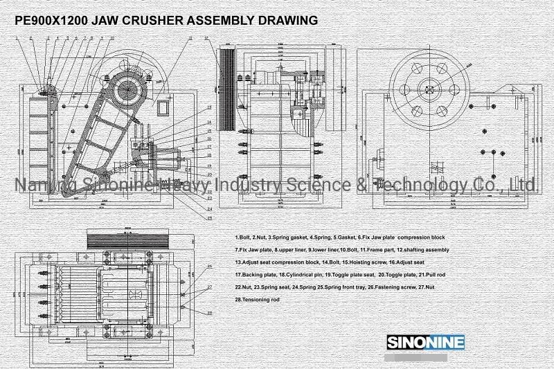 Stone Jaw Crusher with Long Life Wear Parts for Aggregate and Ores Crushing Plant