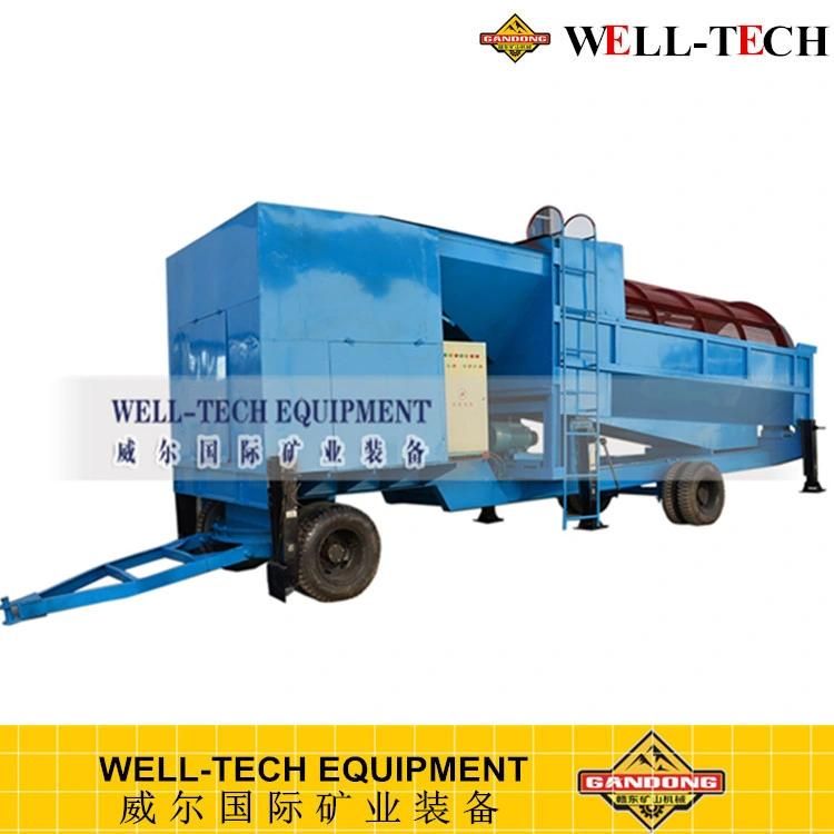 Gold Wash Plant Mobile Trommel with Carpet Sluice Box