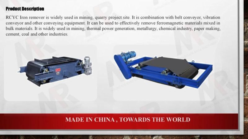 Mining Machine Permanent Rcyd Series Magnetic Separator Self Cleaning Iron Remover with High Capacity